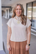 Women's oatmeal knit cropped top by Entro