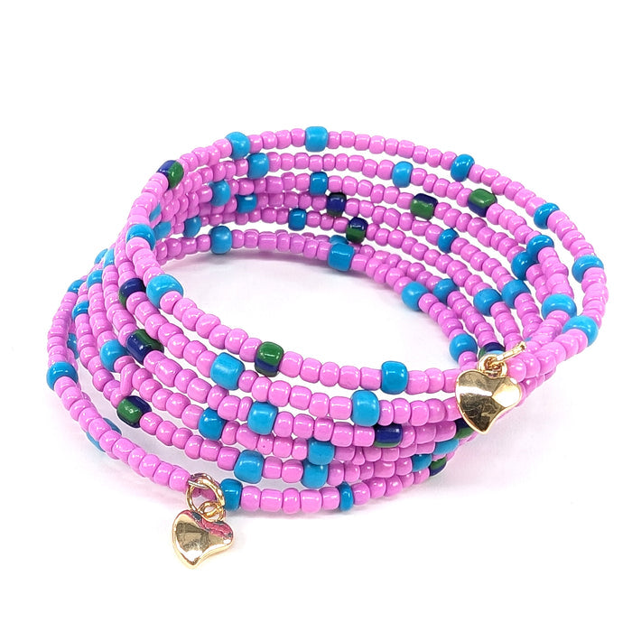 Coil Seed Bead Bracelet - Pink