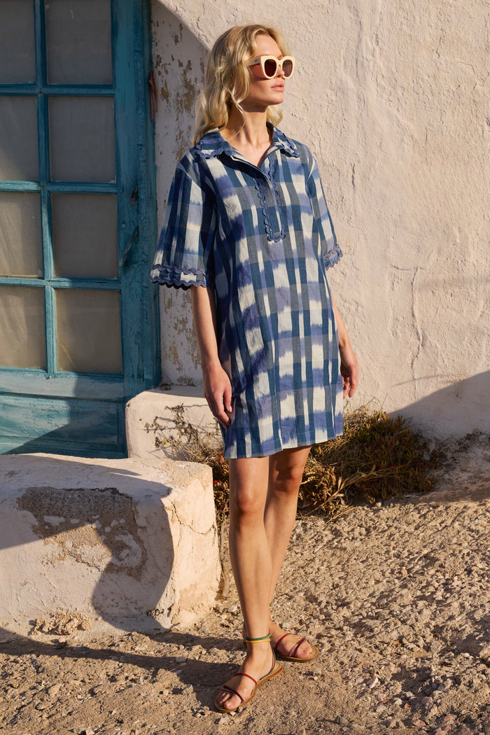 Collared Shirt Dress Mini- Beckett Navy