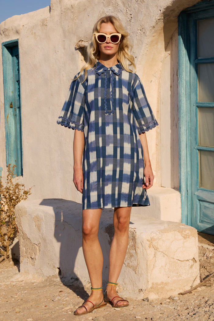 Collared Shirt Dress Mini- Beckett Navy