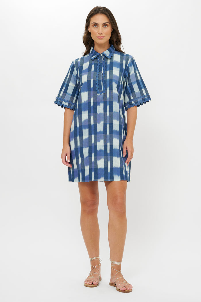 Collared Shirt Dress Mini- Beckett Navy