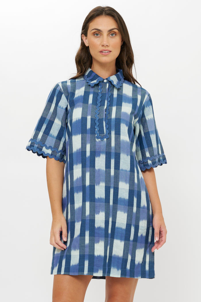 Collared Shirt Dress Mini- Beckett Navy