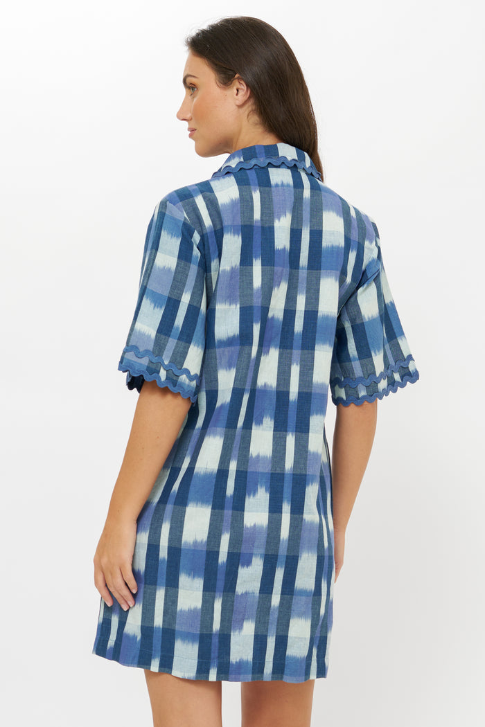 Collared Shirt Dress Mini- Beckett Navy