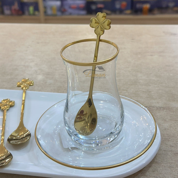 Liman Home Decor - Liman Online Collectie Theelepel Klaver Goud 6 Delig