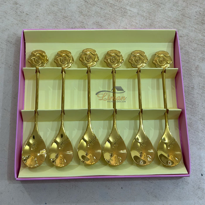 Liman Home Decor - Liman Online Collectie Theelepel Roos Goud 6 Delig