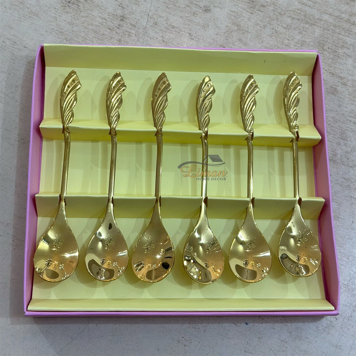 Liman Home Decor - Liman Online Collectie Theelepel Veer Goud 6 Delig