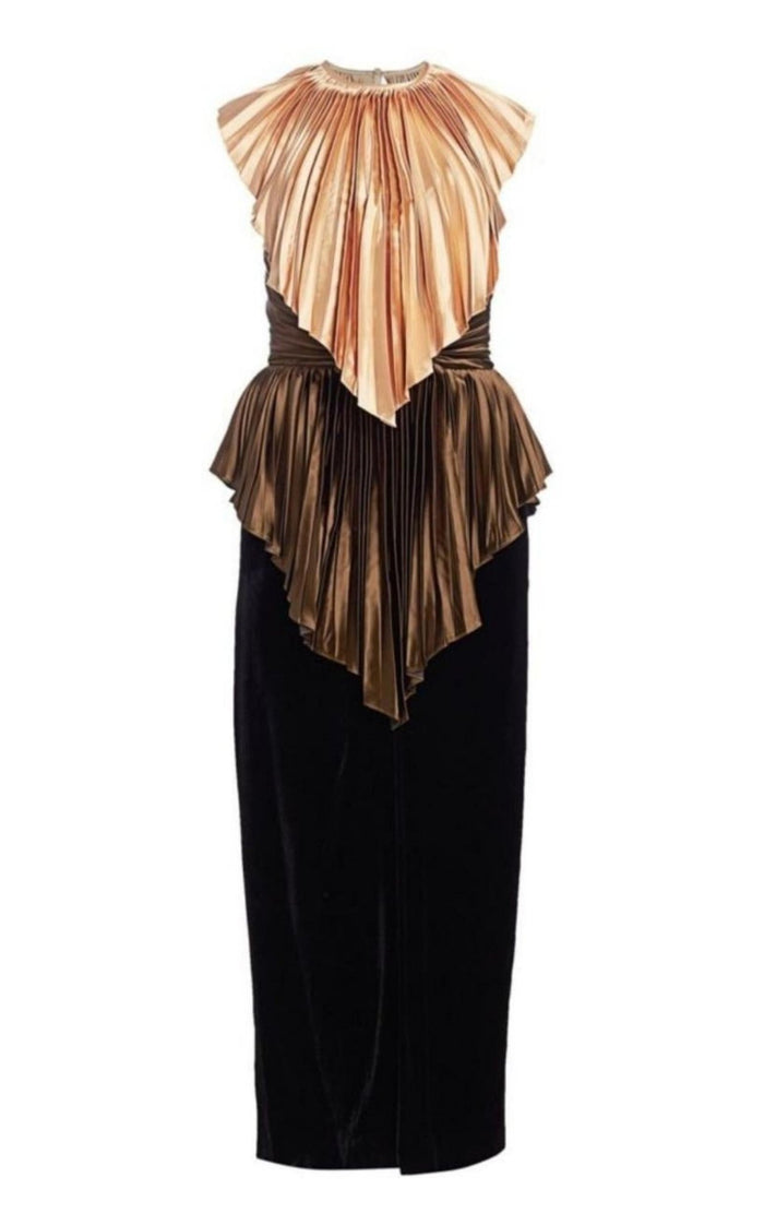 Gucci Colorblock Plisse Cape Dress - Runway Catalog