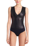 Commando Faux Leather Deep-V Bodysuit - BDS014