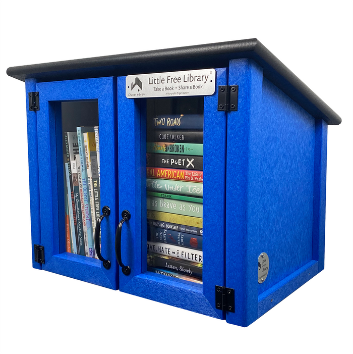Composite Double Door Cottage Blue Little Free Library