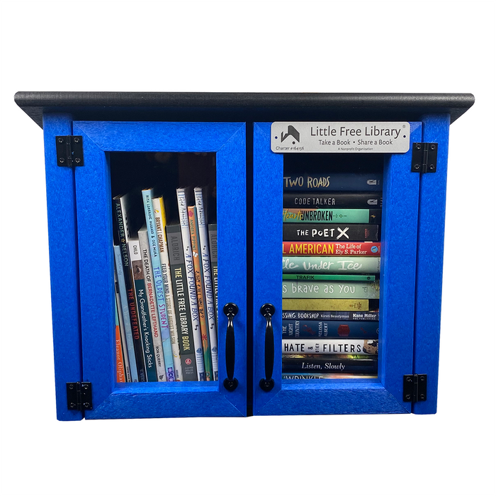 Composite Double Door Cottage Blue Little Free Library