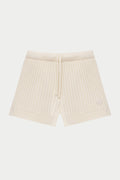 CONTRAST KNIT MINI SHORTS - ECRU