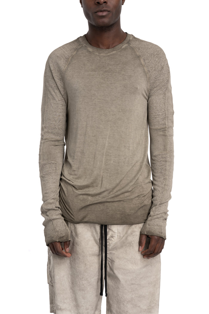 Thom Krom | SS26 - Contrast long sleeve tee, Cold dye olive MTS941