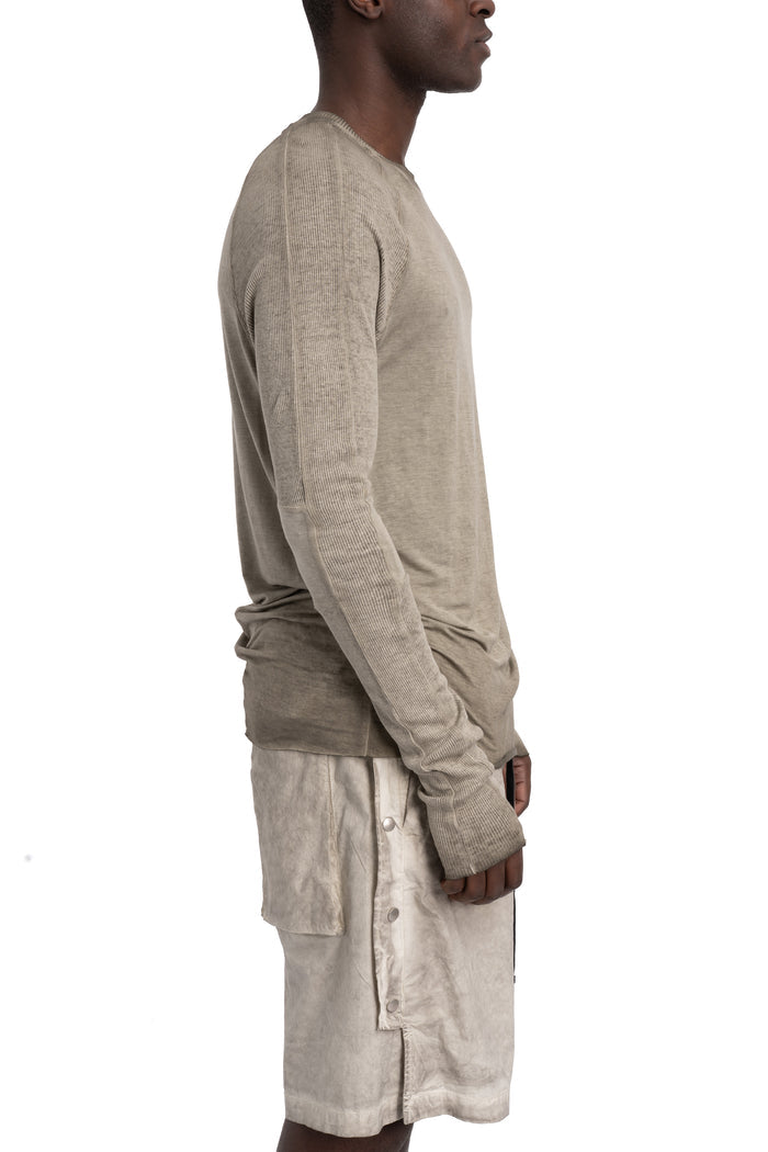 Thom Krom | SS26 - Contrast long sleeve tee, Cold dye olive MTS941