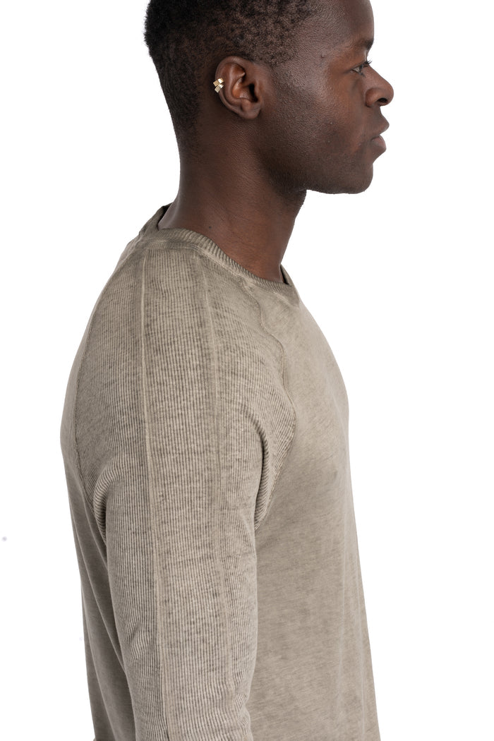 Thom Krom | SS26 - Contrast long sleeve tee, Cold dye olive MTS941