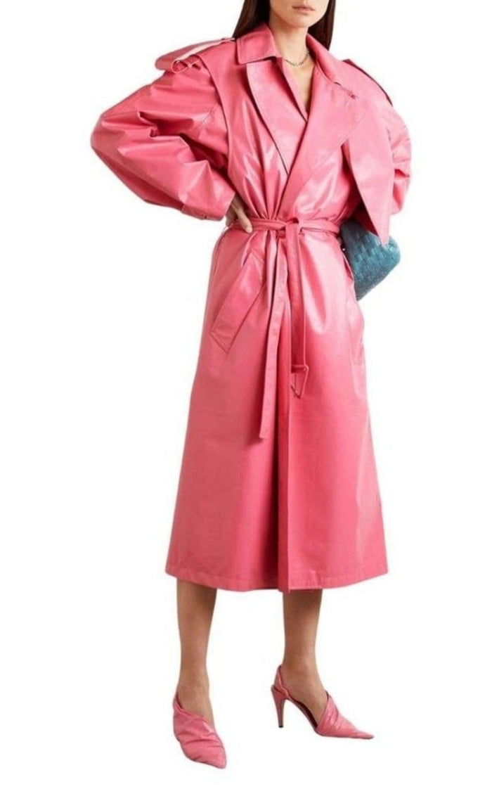 Bottega Veneta Convertible Crinkled Glossed - leather Trench Coat - Runway Catalog
