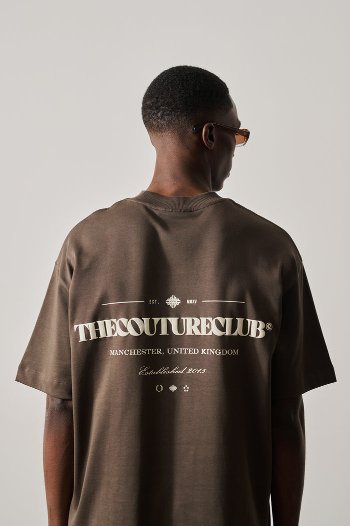 COPYRIGHT MULTI GRAPHIC T-SHIRT - BROWN