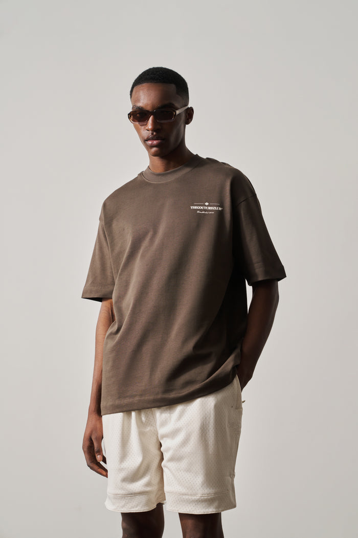COPYRIGHT MULTI GRAPHIC T-SHIRT - BROWN