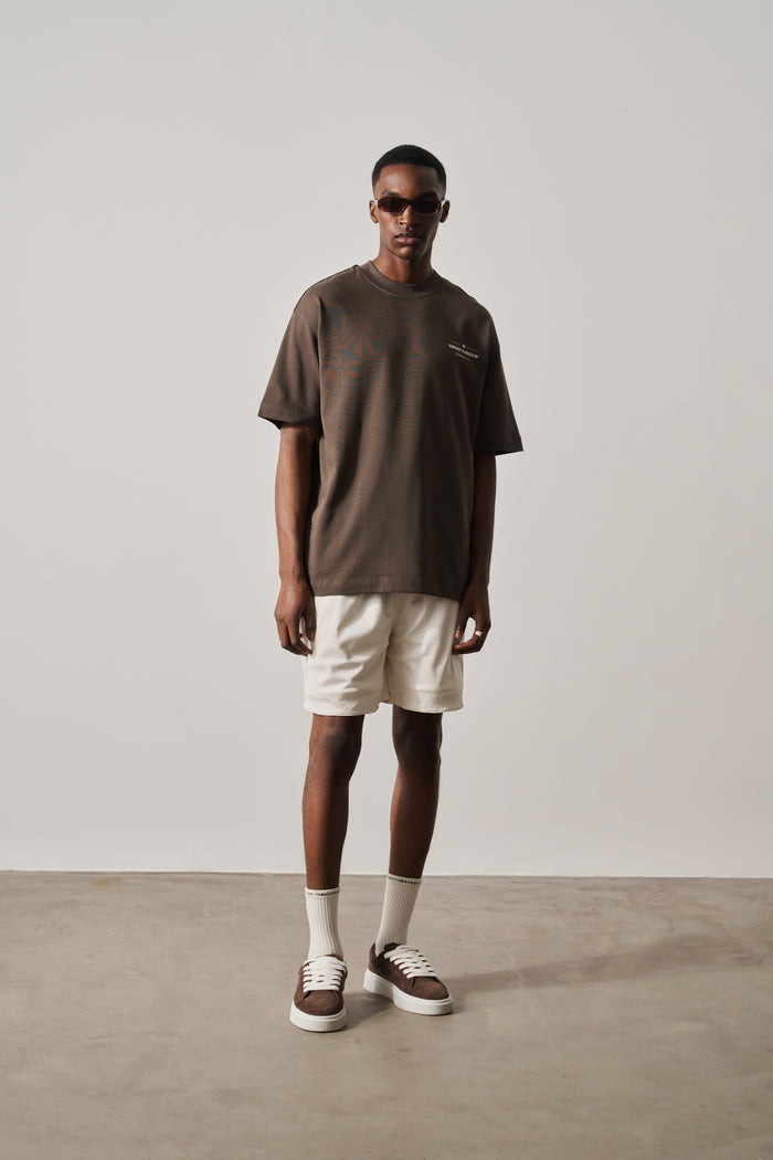 COPYRIGHT MULTI GRAPHIC T-SHIRT - BROWN
