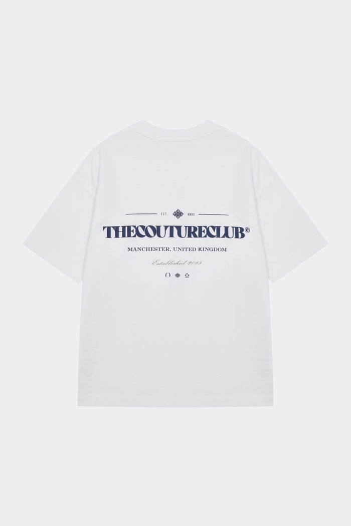 COPYRIGHT MULTI GRAPHIC T-SHIRT - WHITE/NAVY