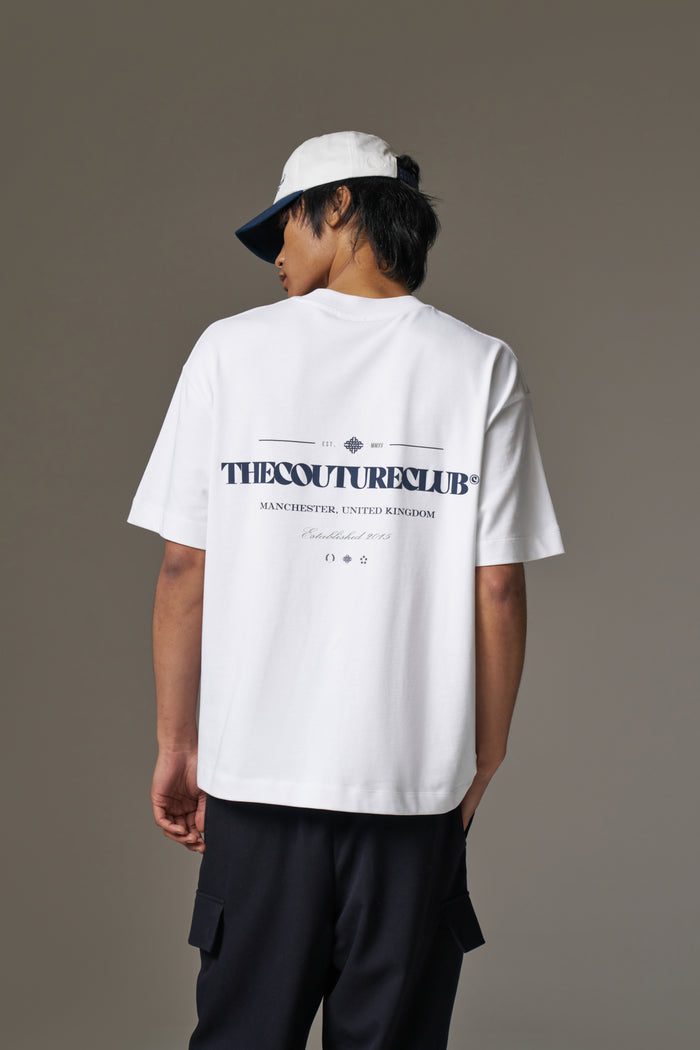 COPYRIGHT MULTI GRAPHIC T-SHIRT - WHITE/NAVY