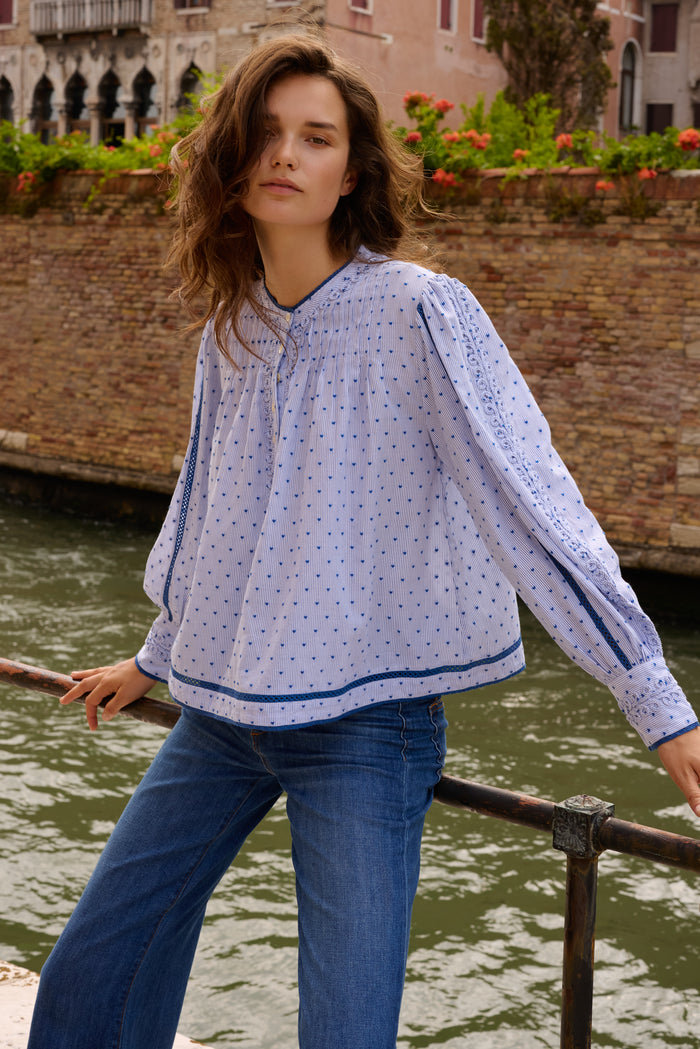Cordelia Top- Lyon Blue