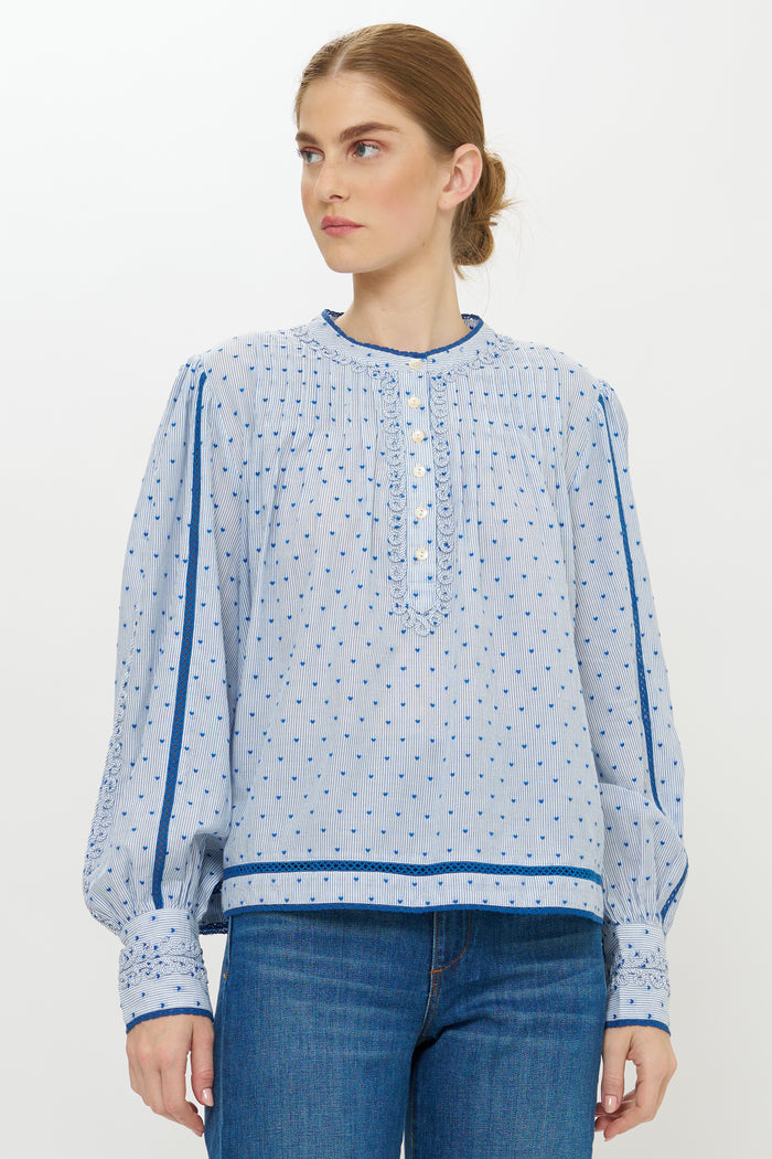 Cordelia Top- Lyon Blue