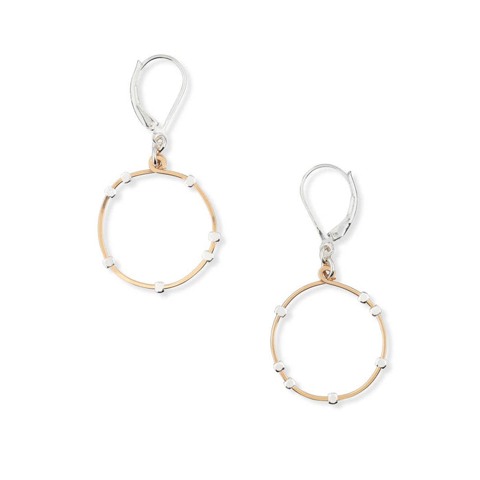 Cosmos Mini Hammered Gold Circle Silver Mixed Earrings STARS