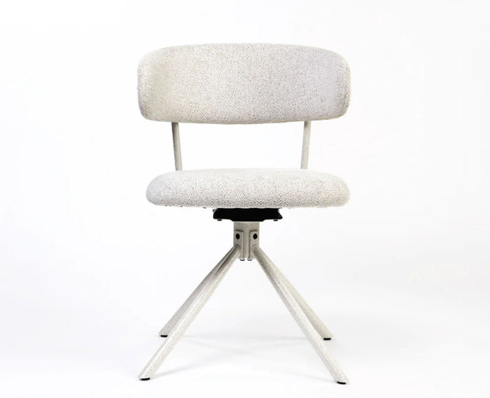 Cotton Aiko Dining Chair with Metal- Swivel – Modern Upholstered Swivel Dining Chair with Metal Base  Furniselan Light Grey