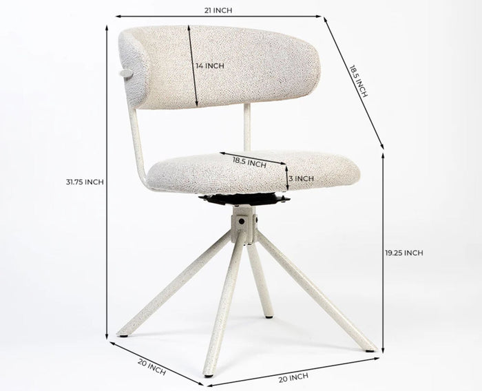 Cotton Aiko Dining Chair with Metal- Swivel – Modern Upholstered Swivel Dining Chair with Metal Base  Furniselan Light Grey