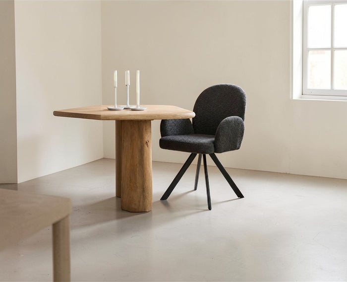 Cotton Hoir Dining Chair with Metal – Modern Upholstered Dining Chair with Metal Legs Furniselan Charcoal Grey