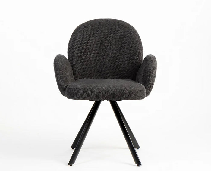 Cotton Hoir Dining Chair with Metal – Modern Upholstered Dining Chair with Metal Legs Furniselan Charcoal Grey