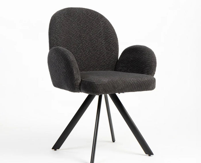 Cotton Hoir Dining Chair with Metal – Modern Upholstered Dining Chair with Metal Legs Furniselan Charcoal Grey