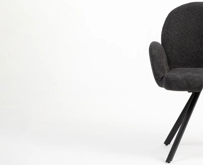 Cotton Hoir Dining Chair with Metal – Modern Upholstered Dining Chair with Metal Legs Furniselan Charcoal Grey
