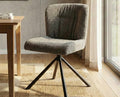 Cotton Jade Dining Chair with Metal- Swivel – Modern Upholstered Swivel Dining Chair with Metal Base Dark Grey