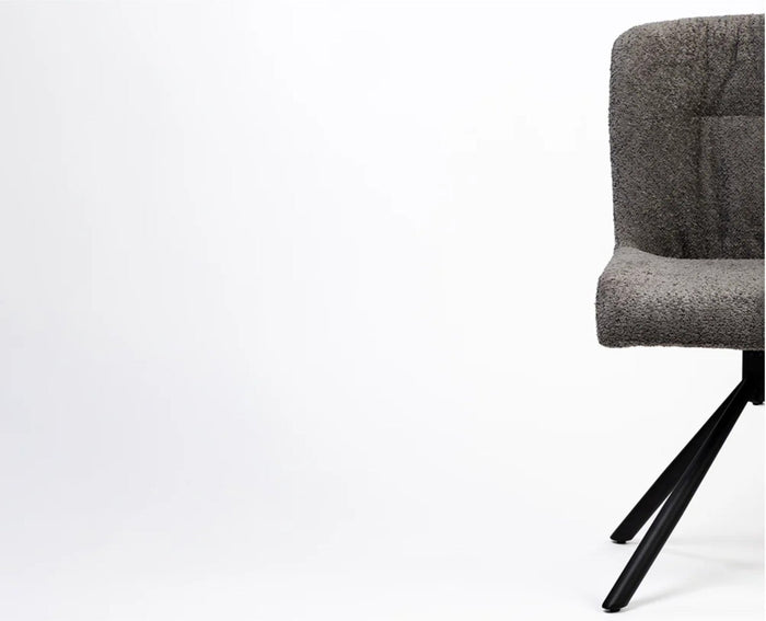 Cotton Jade Dining Chair with Metal- Swivel – Modern Upholstered Swivel Dining Chair with Metal Base Dark Grey