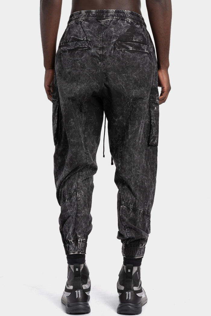 Thom Krom | SS26 - Cropped cotton poplin pants, Black marble  MP41