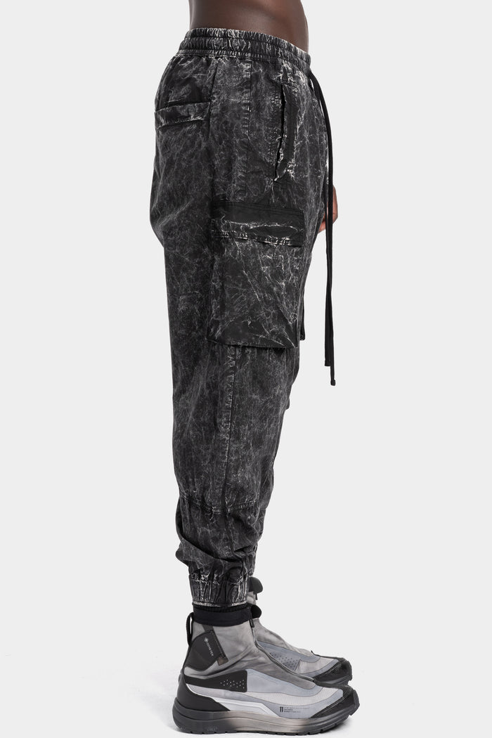 Thom Krom | SS26 - Cropped cotton poplin pants, Black marble  MP41
