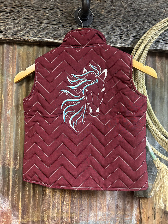 Cowgirl Hardware Blaze Horse Quilted Nylon Vest in Aggie