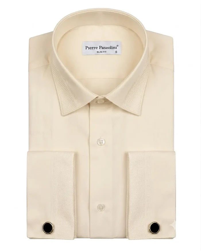 Cream Double Cuff Shirt with Collar and Cuff Detail