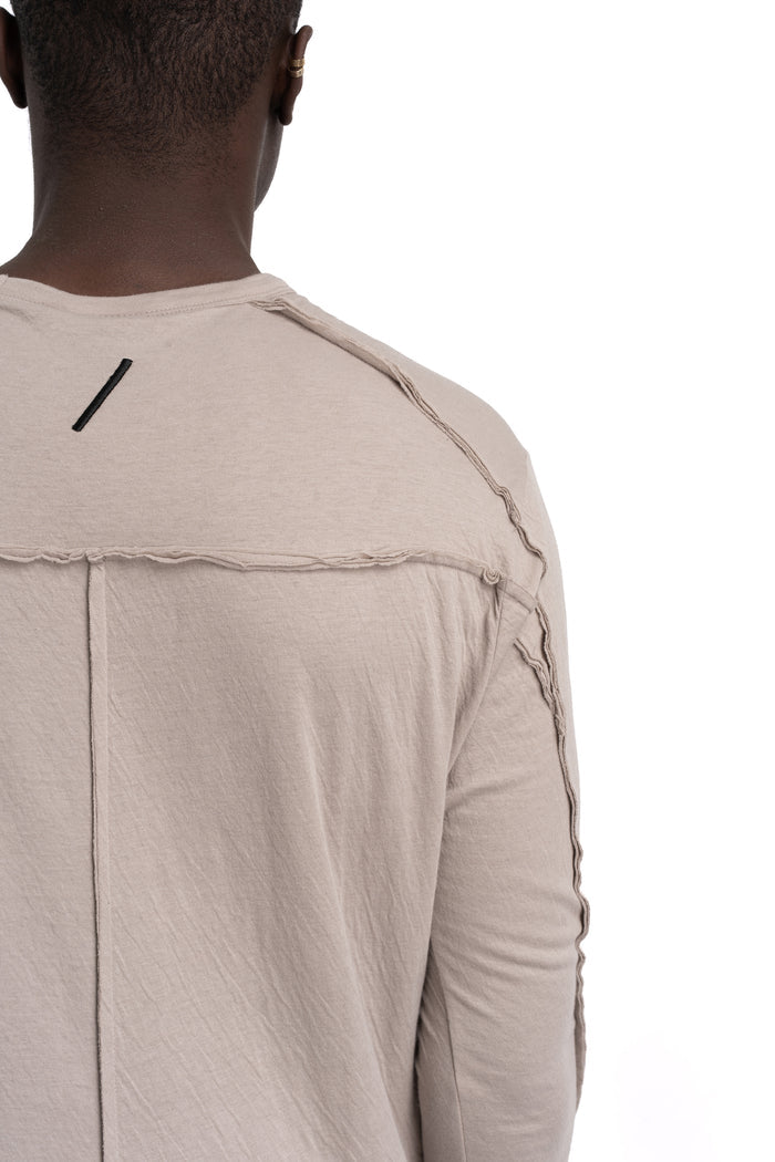 Thom Krom | SS26 - Crinkled double layer long sleeve tee, Stone MTS922