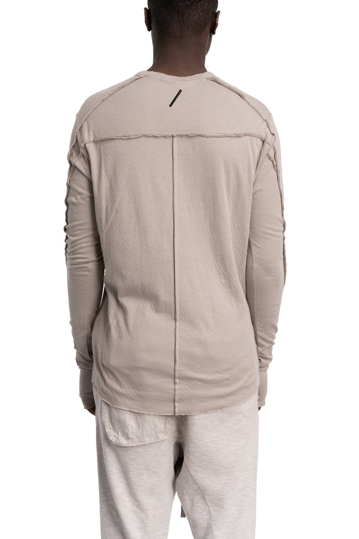 Thom Krom | SS26 - Crinkled double layer long sleeve tee, Stone MTS922