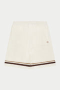 CROCHET KNITTED STRIPE SHORTS - WHITE/BROWN