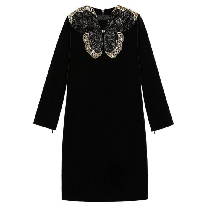 Gucci Crystal And Sequinned Butterfly Velvet Dress - Runway Catalog