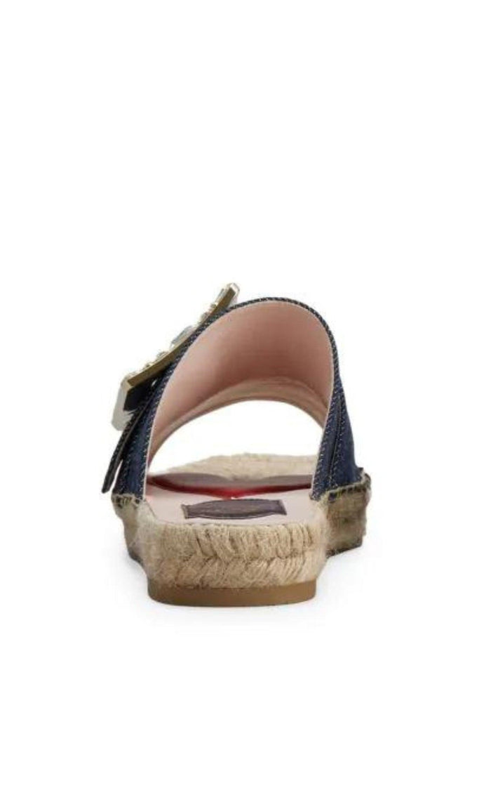 Roger Vivier Crystal - embellished Denim Espadrille Slides - Runway Catalog