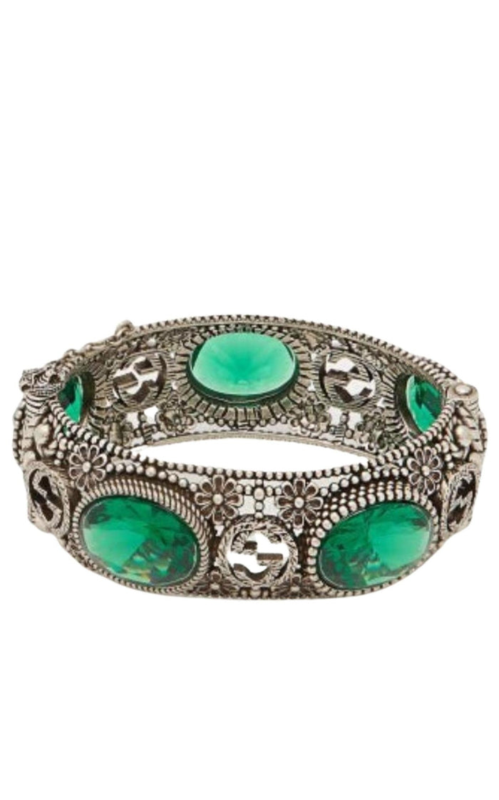 Gucci Crystal - Embellished Sterling - Silver Bracelet - Runway Catalog