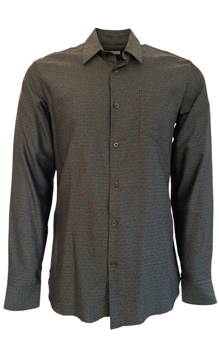 Dries Van Noten Curley Print Green Cotton Shirt - Runway Catalog