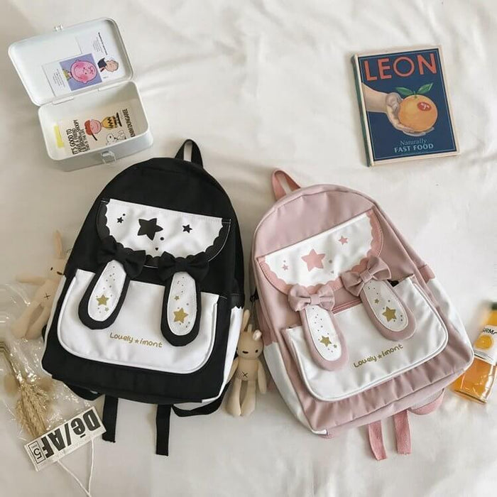 Cute Bunny Ears Bow Backpack | Lightweight Bunny Backpack For Students