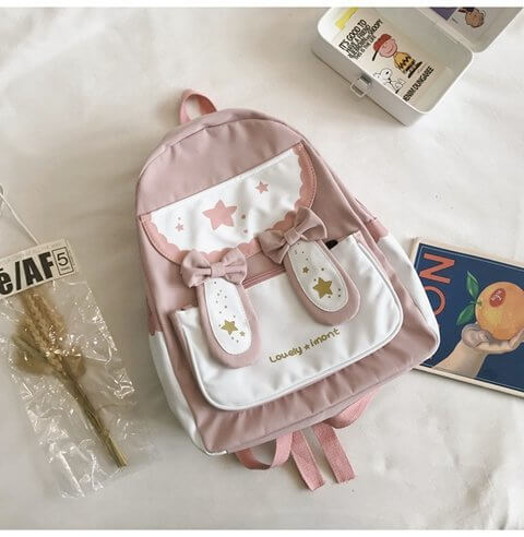 Cute Bunny Ears Bow Backpack | Lightweight Bunny Backpack For Students
