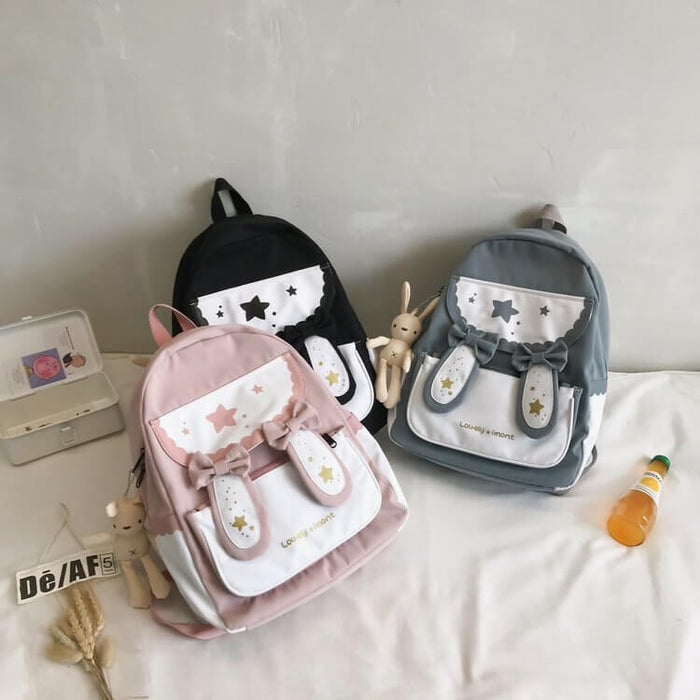 Cute Bunny Ears Bow Backpack | Lightweight Bunny Backpack For Students