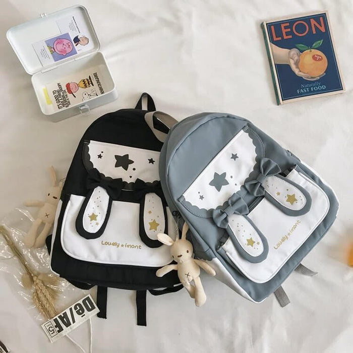 Cute Bunny Ears Bow Backpack | Lightweight Bunny Backpack For Students